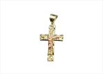 Two Tone Plated Filigree Crucifix Cross Pendant