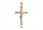 Three Tone Plated CZ Studded Crucifix Cross Pendant