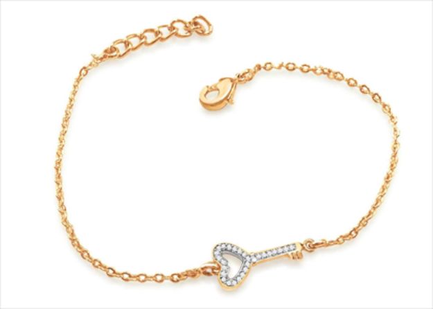 Gold Plated CZ Studded Key Bracelet