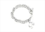 Silver Plated Womens Toggle Charm Bracelet