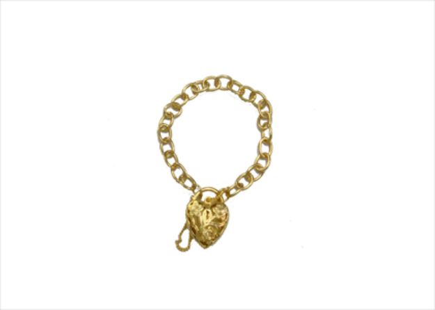Gold Plated Mens Toggle Heart Charm Bracelet