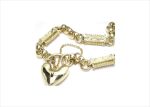 Gold Plated Mens Toggle Heart Charm Bracelet