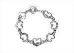 Silver Plated Toggle Multiple Hollow Heart Bracelet