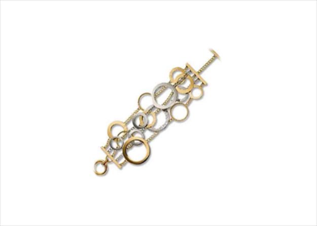 Two Tone Plated Womens Hip Hop Toggle Bracelet