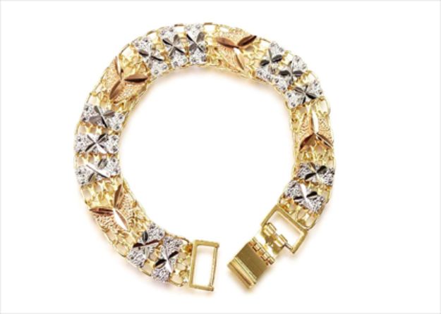 Three Tone Plated Mens Bracelet