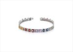 Silver Plated Multicolored stone Tennis Bracelet