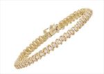 Gold Plated Womens CZ Studded Tennis Bracelet