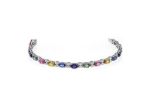 White Gold Plated Multicolored stone Tennis Bracelet