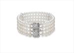 Silver Plated CZ Studded Womens Bridal Pearl Bracelet