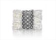 Rhodium Plated CZ Studded Womens Pearl Bracelet