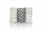 Rhodium Plated CZ Studded Womens Pearl Bracelet