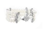 Silver Plated CZ Studded Womens Pearl Bracelet