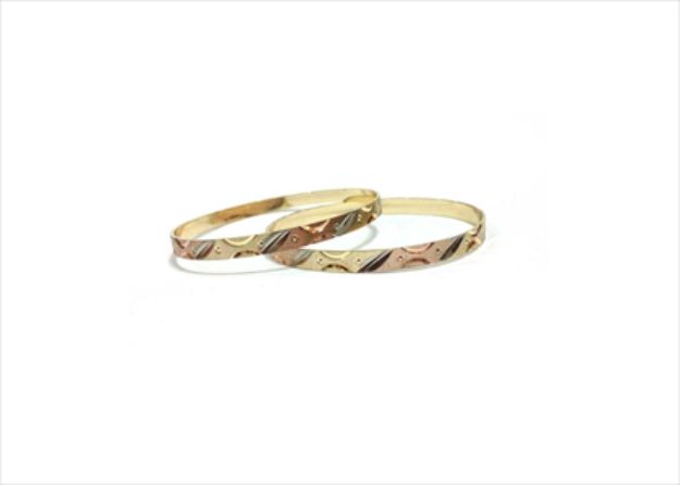 Tri Tone Plated | Flat Bangles