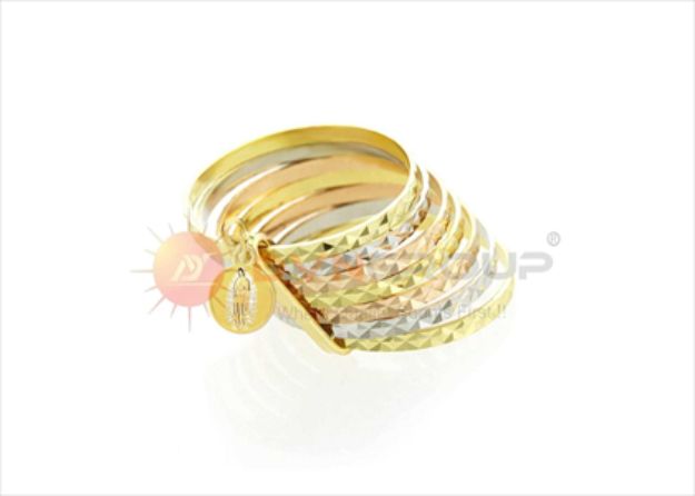 Three Tone Plated 7 Days Virgin Mary Charm Ring