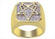 Gold Plated Micro Pave CZ Stone Square Pentagram Ring
