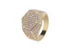Gold Plated Hexagon Micro Pave Ring