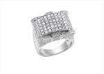 Rhodium Plated Concave Dome Micro Pave Ring