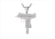 14 KT Rhodium Plated Hip Hop Handgun Pendant