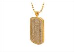 Gold Plated Micro Pave Dog Tag Pendant