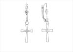 Religious Cross Earring with Rhodium Plating