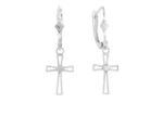 Religious Cross Earring with Rhodium Plating