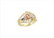 Three Tone Plated Filigree Flower Ring