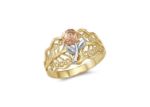 Three Tone Plated Filigree Flower ring