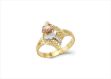 Three Tone Plated Filigree Flower Ring