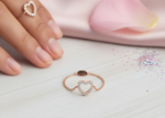 delicate heart chain ring