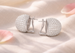 White round cut CZ earrings