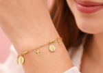 Gold Catholic Cross Bracelet