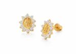 cz studded virgin mary tiny stud earring
