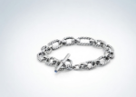 Rhodium Plated Twisted Toggle Link Chain Bracelet