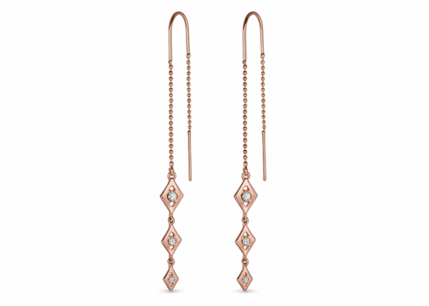 cz studded kite threader earring