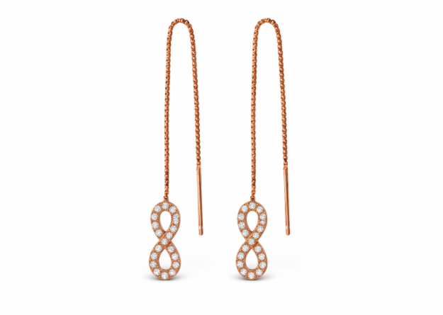cz studded infinity threader earrings