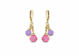 cz studded flower dangle earrings