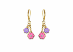 cz studded flower dangle earrings