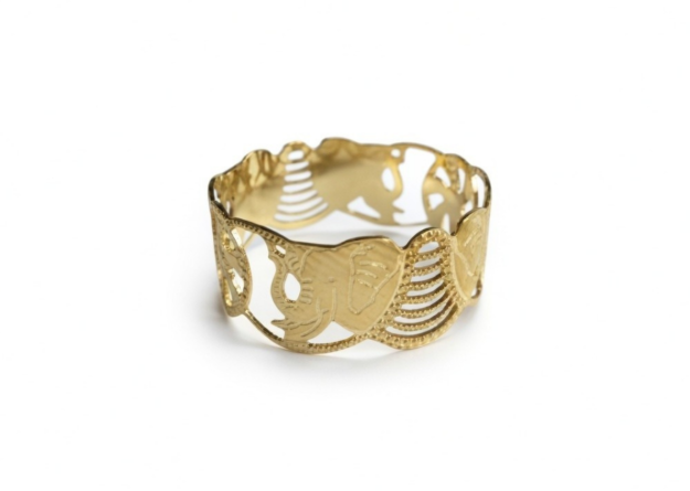 Gold Plated Elephant Bangle