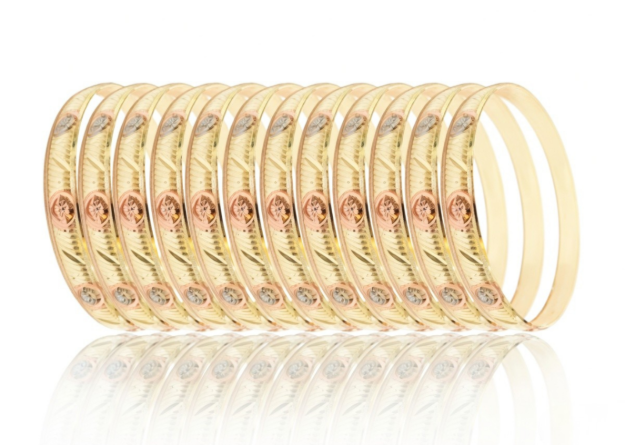 half round 3 tone plated bangles