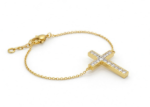 CZ Studded Sideways Cross Bracelet for Women
