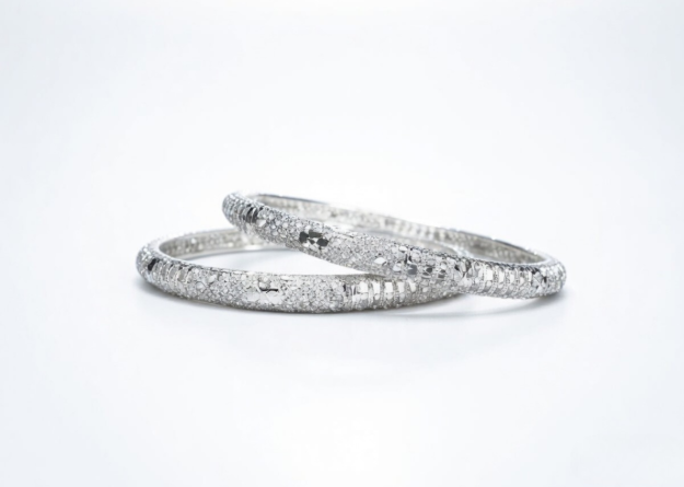 white gold plated filigree bangles
