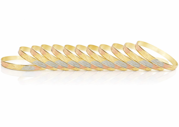 Three Tone Plated Side Veni Bangles