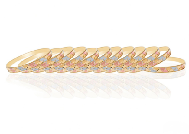 Three Tone Plated Side Veni Bangle