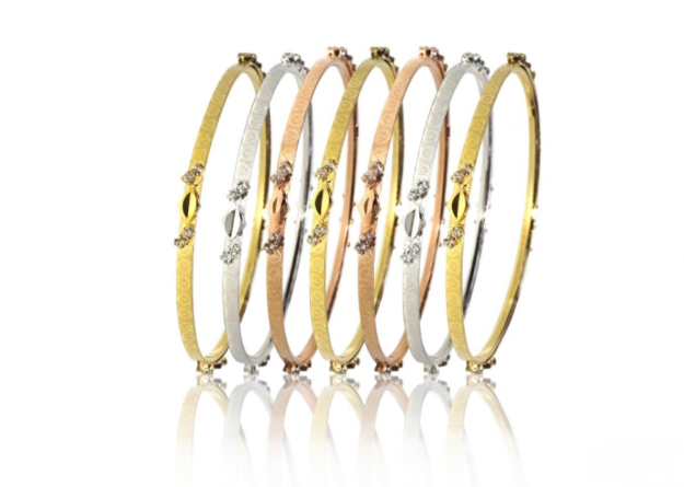 three tone plated semanario bangles