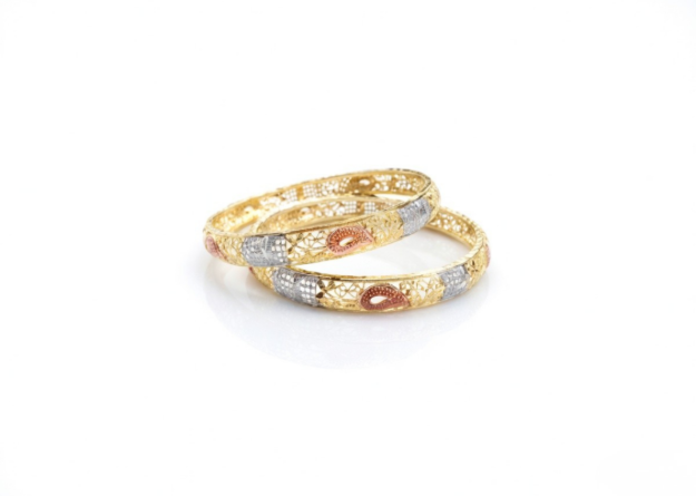 tri tone plated alphabet bangles