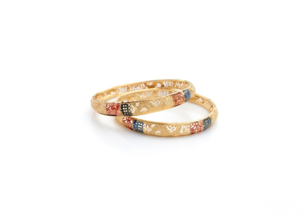 three tone plated alphabet bangles