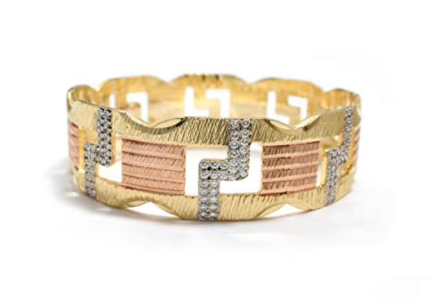 three tone plated lace bangles