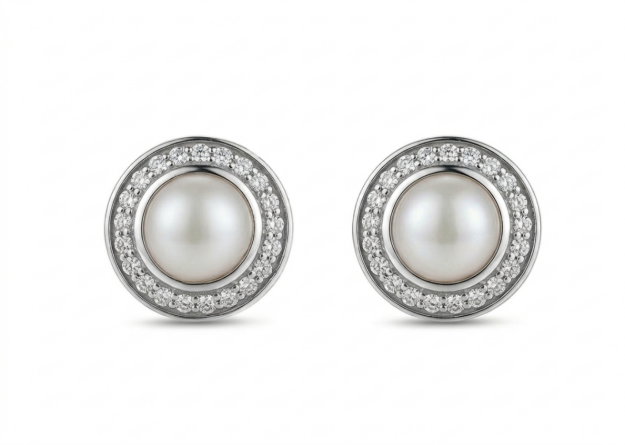Silver Plated Pearl Stud Earrings