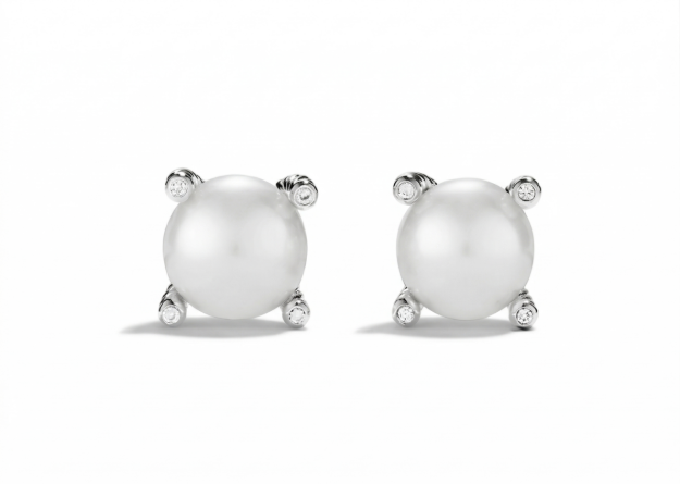 silver plated pearl set earrings