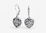 heart shape filigree lever back dangle earrings
